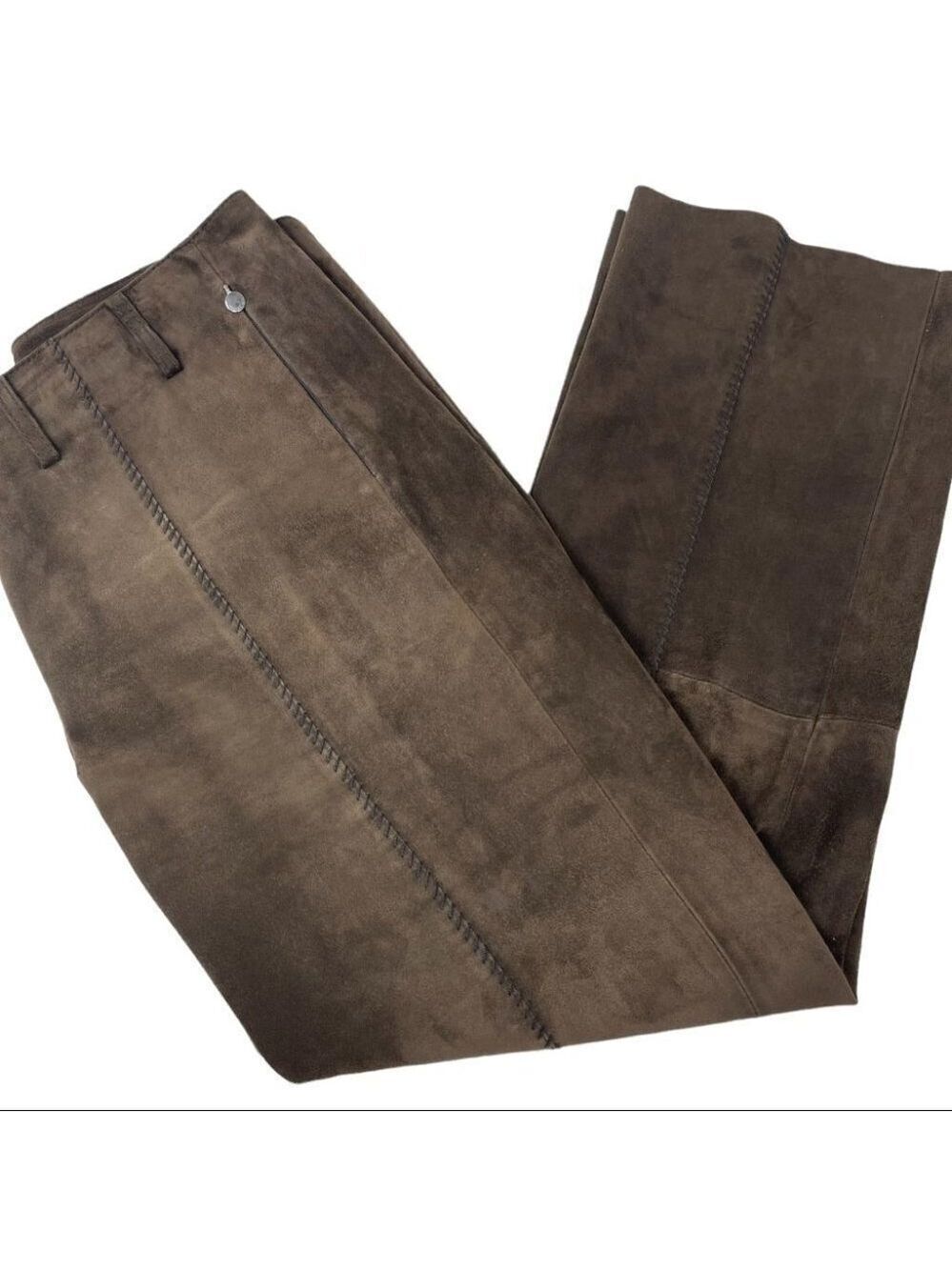 * MARC Cain Chocolate Brown Suede Straight Fit Pants Size 14